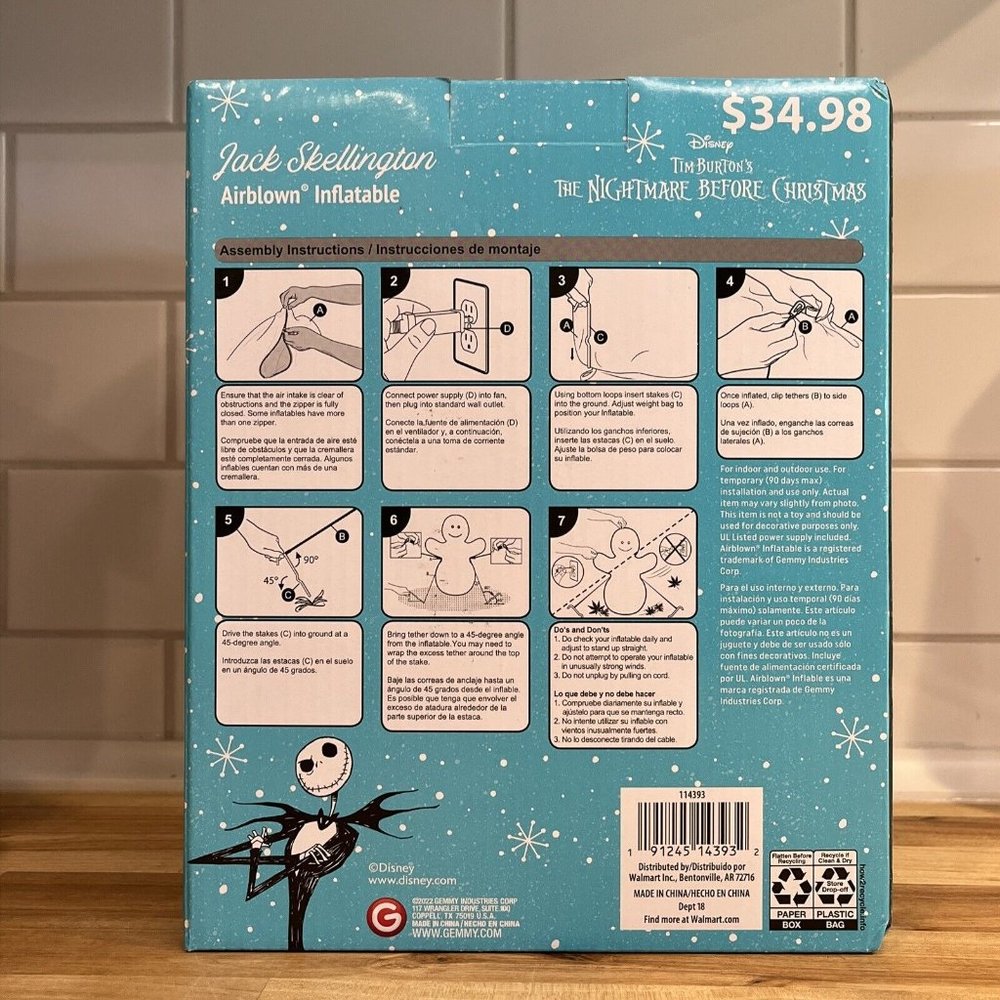 Jack Skellington Light Up Inflatable 5.5 FT Santa Nightmare Before Christmas - Picture 2 of 11